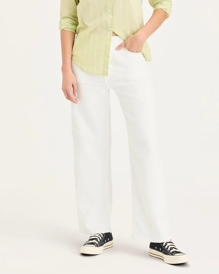 High-Rise Stretch Straight-Leg Recycled Cotton Pants